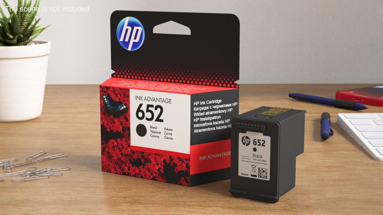 3D model Box with HP 652 Ink Cartridge Black