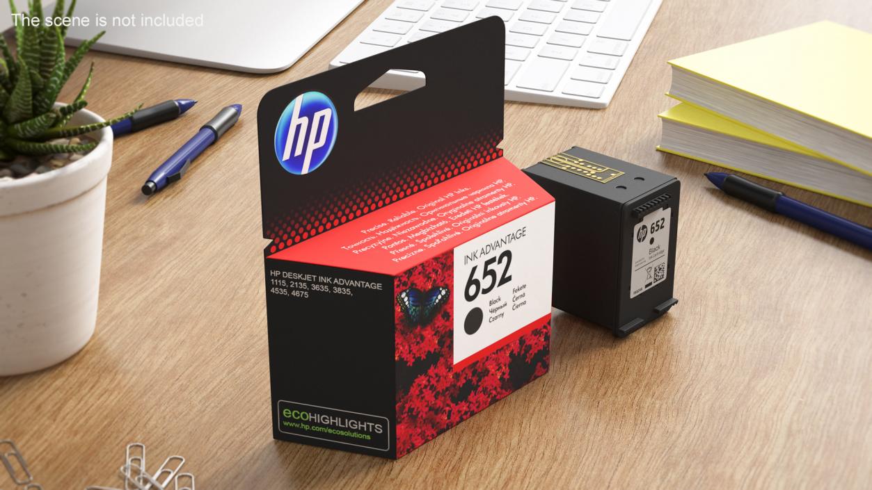 3D model Box with HP 652 Ink Cartridge Black