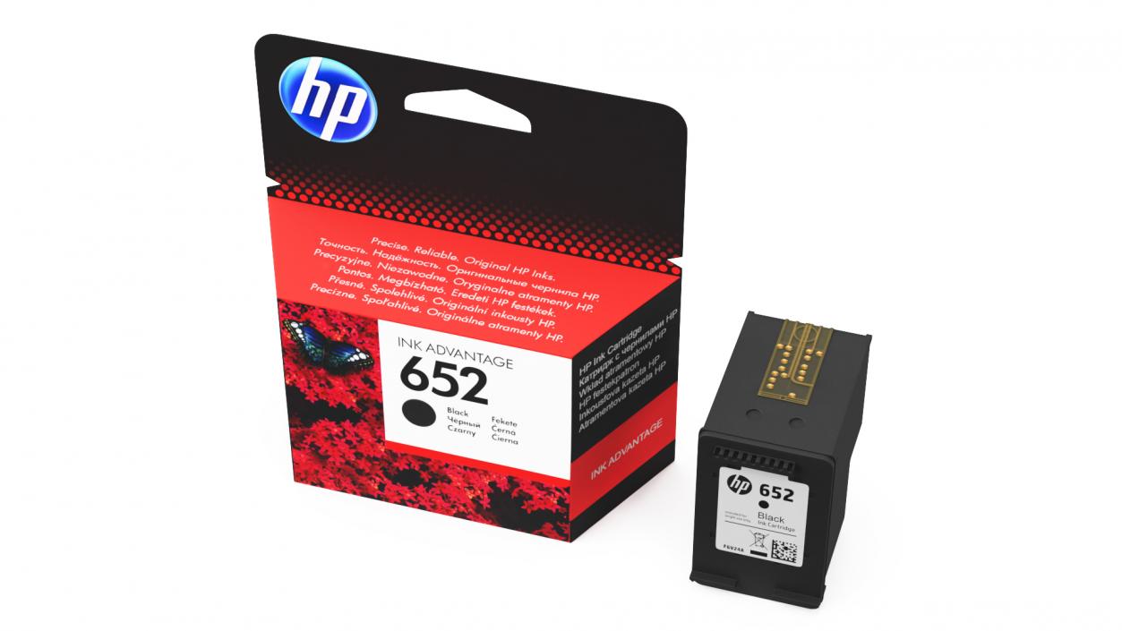 3D model Box with HP 652 Ink Cartridge Black