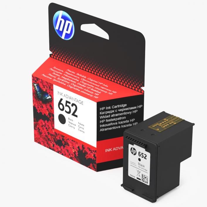 3D model Box with HP 652 Ink Cartridge Black