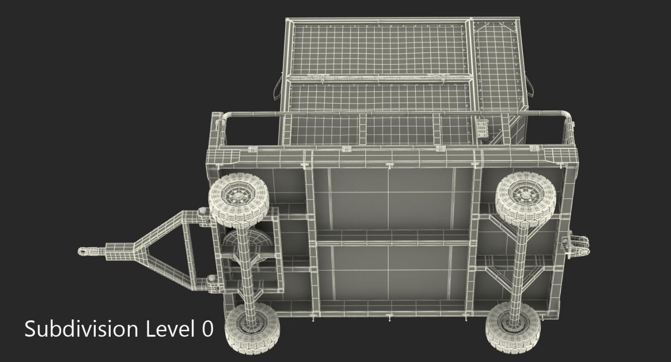 Airport Luggage Trolley Baggage Trailer with Container 3D model