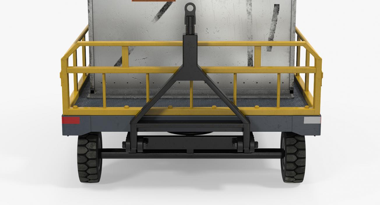 Airport Luggage Trolley Baggage Trailer with Container 3D model