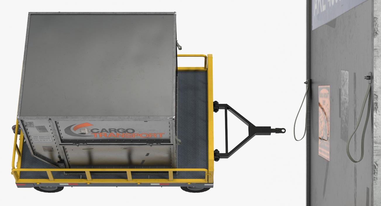 Airport Luggage Trolley Baggage Trailer with Container 3D model