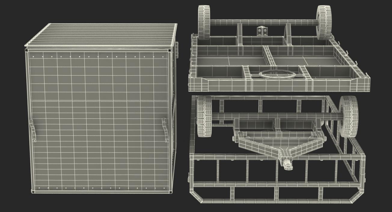 Airport Luggage Trolley Baggage Trailer with Container 3D model