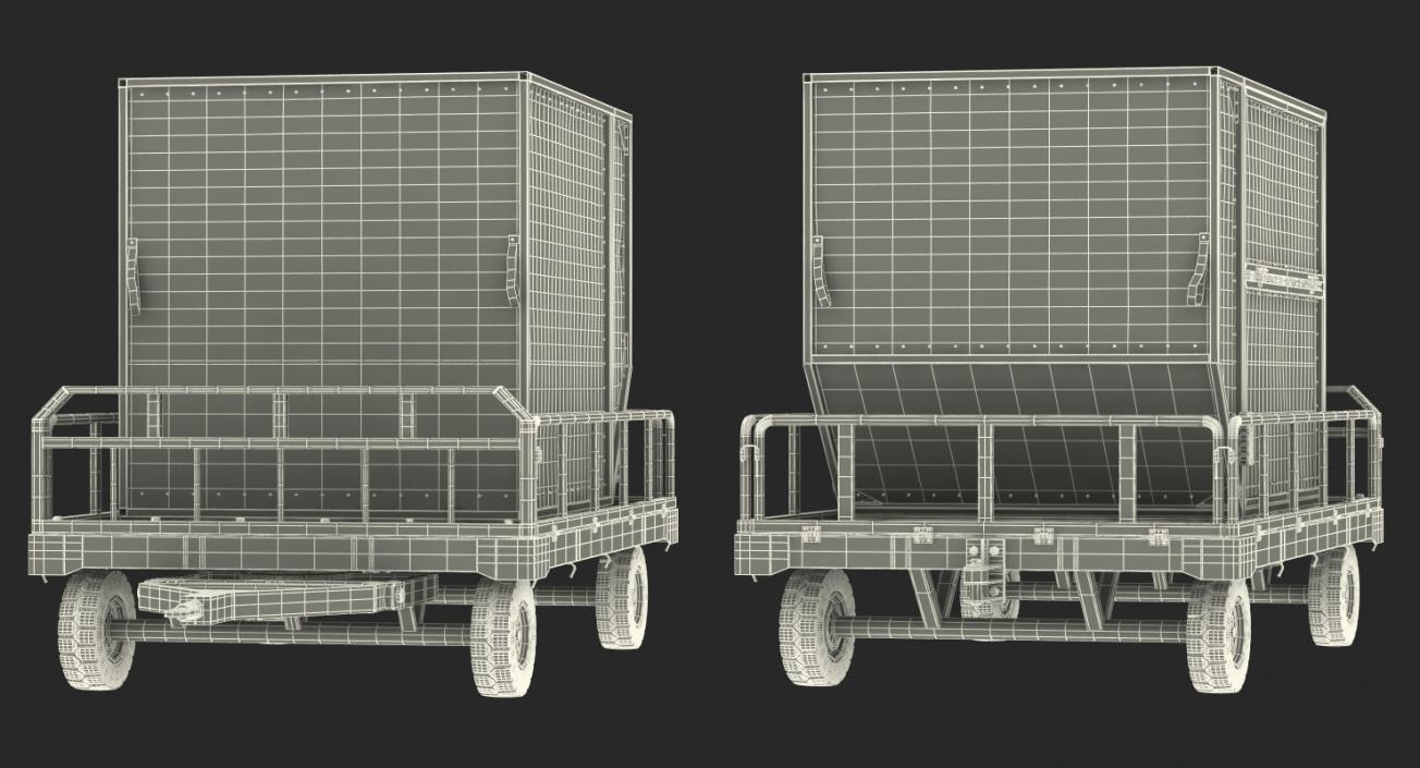 Airport Luggage Trolley Baggage Trailer with Container 3D model