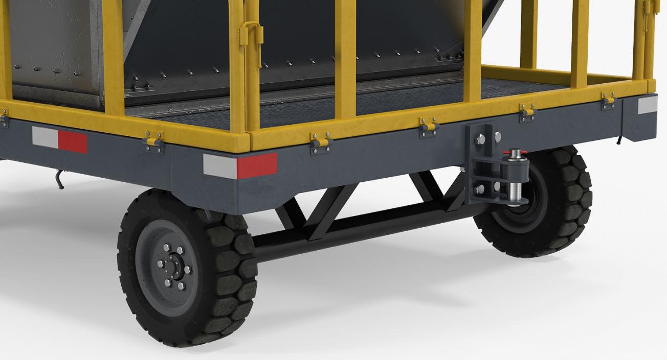 Airport Luggage Trolley Baggage Trailer with Container 3D model