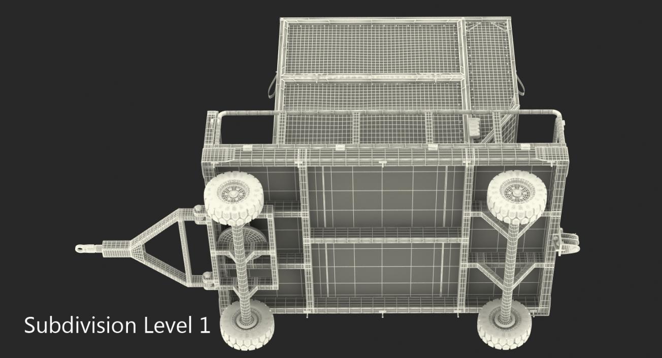 Airport Luggage Trolley Baggage Trailer with Container 3D model