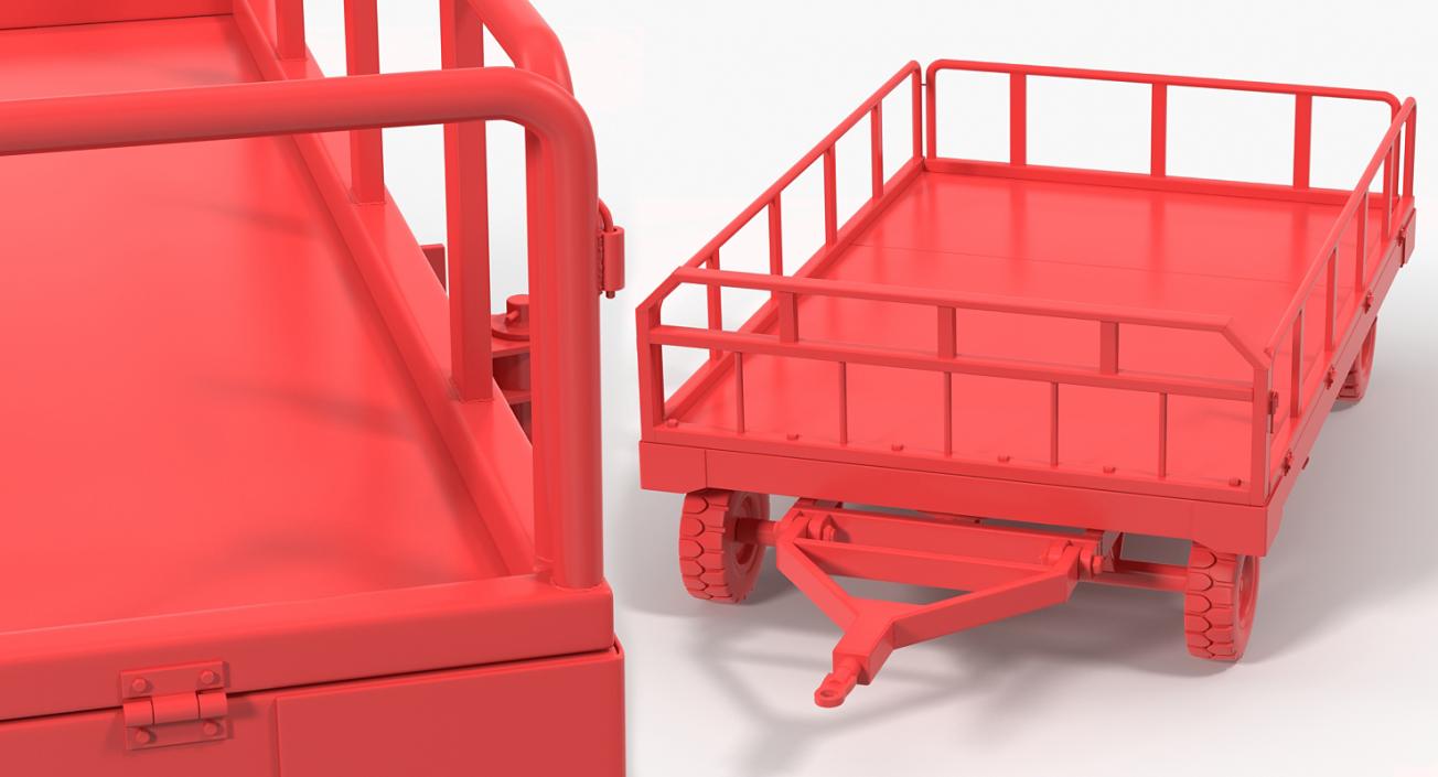 Airport Luggage Trolley Baggage Trailer with Container 3D model