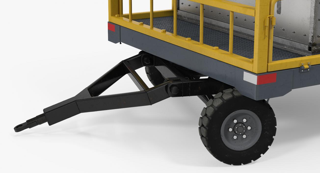 Airport Luggage Trolley Baggage Trailer with Container 3D model