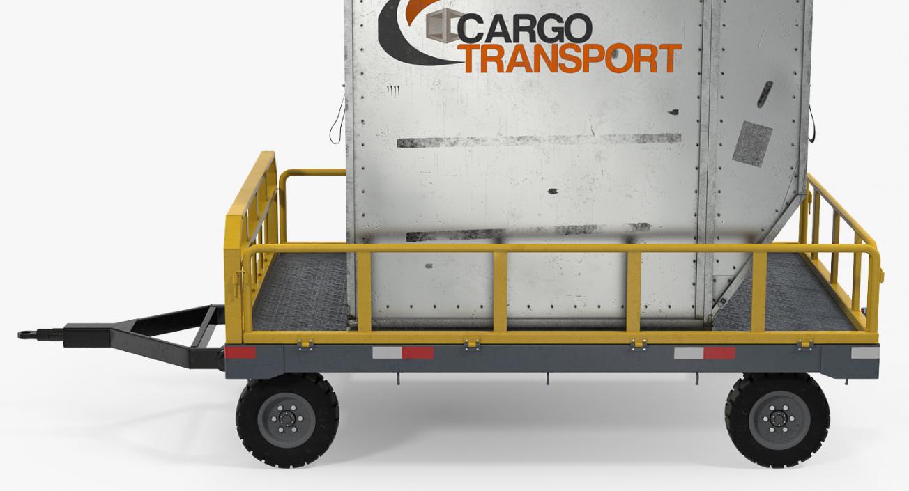 Airport Luggage Trolley Baggage Trailer with Container 3D model