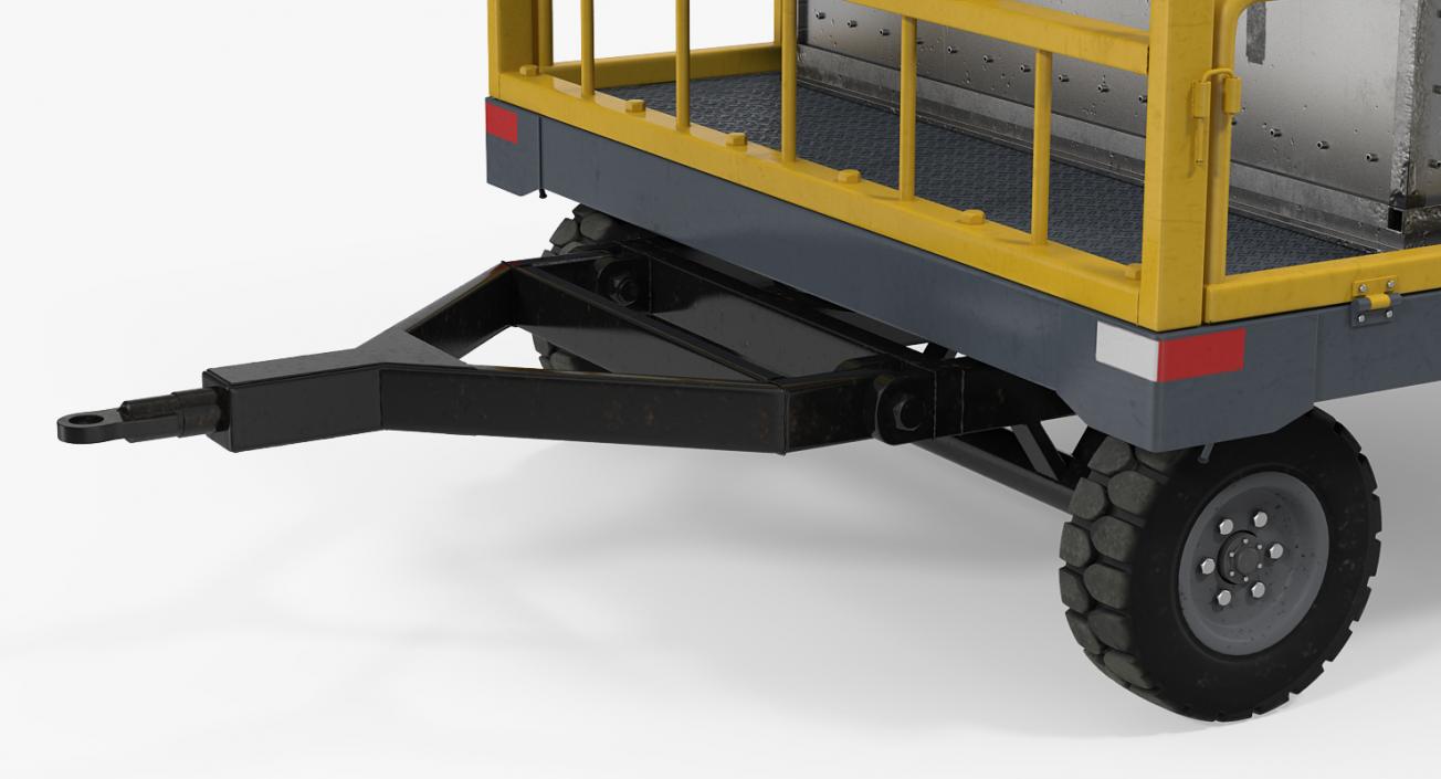 Airport Luggage Trolley Baggage Trailer with Container 3D model