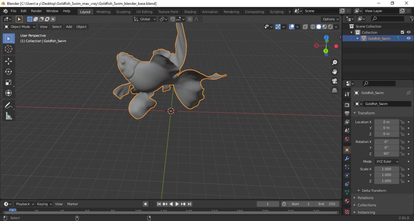 3D Goldfish Swim model