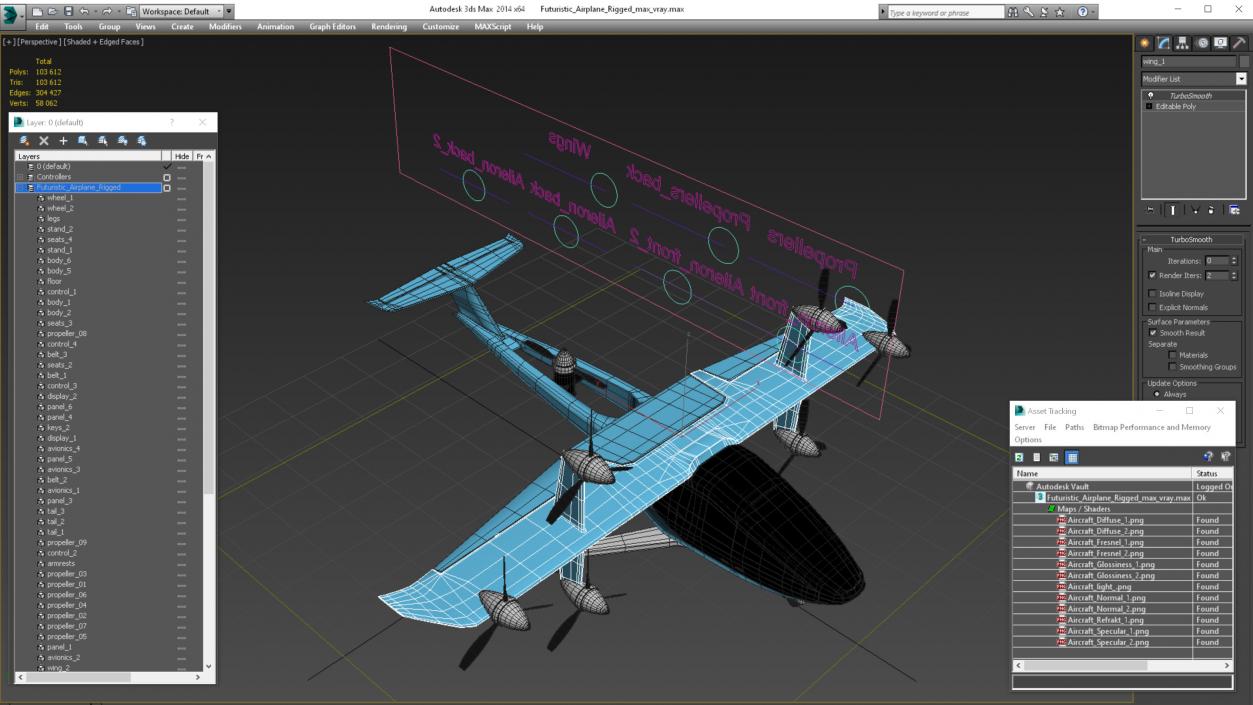 3D Futuristic Airplane Rigged