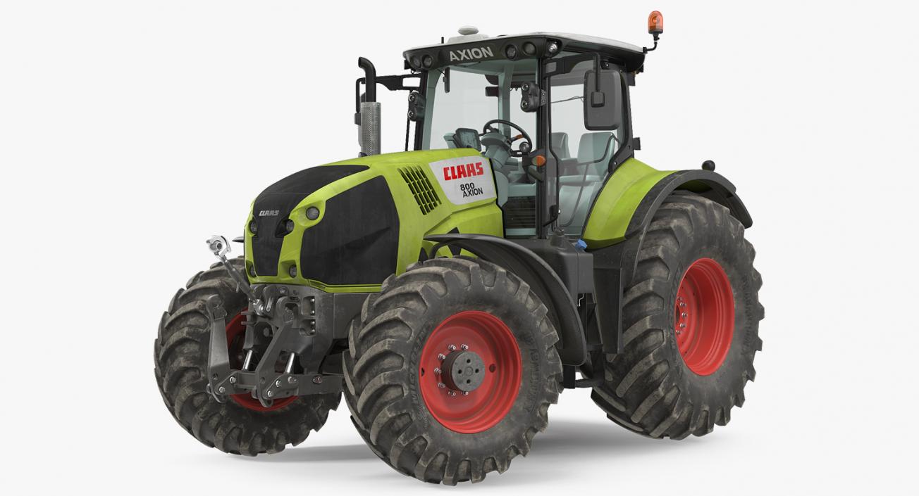 3D Claas Axion 800 Tractor Dirty Rigged