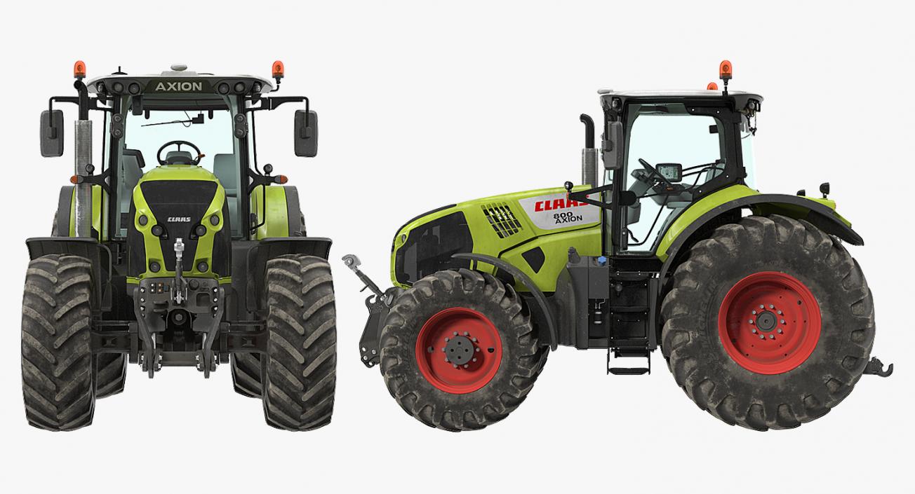 3D Claas Axion 800 Tractor Dirty Rigged