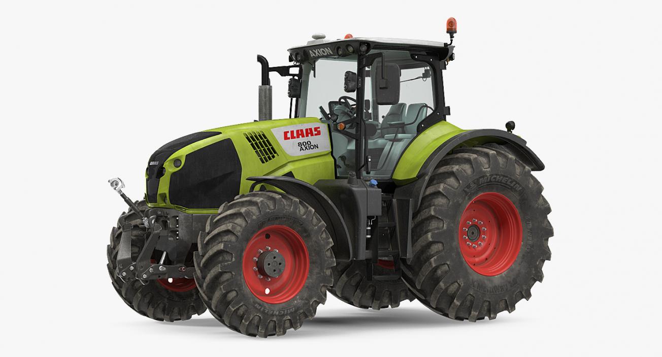 3D Claas Axion 800 Tractor Dirty Rigged