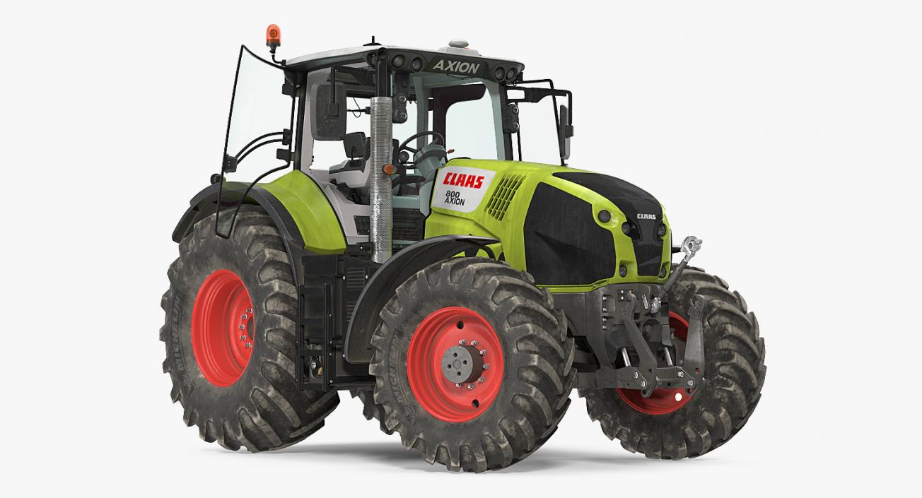 3D Claas Axion 800 Tractor Dirty Rigged