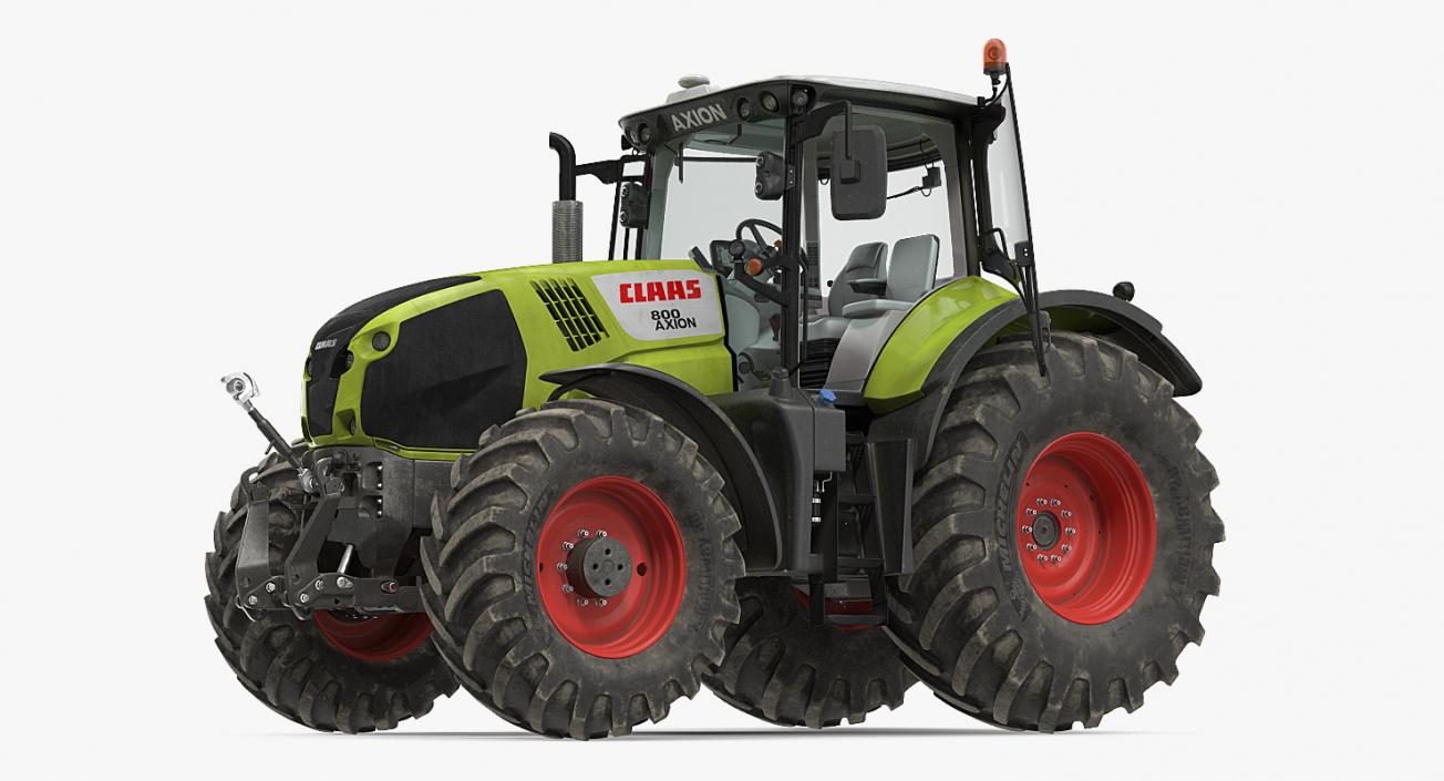 3D Claas Axion 800 Tractor Dirty Rigged