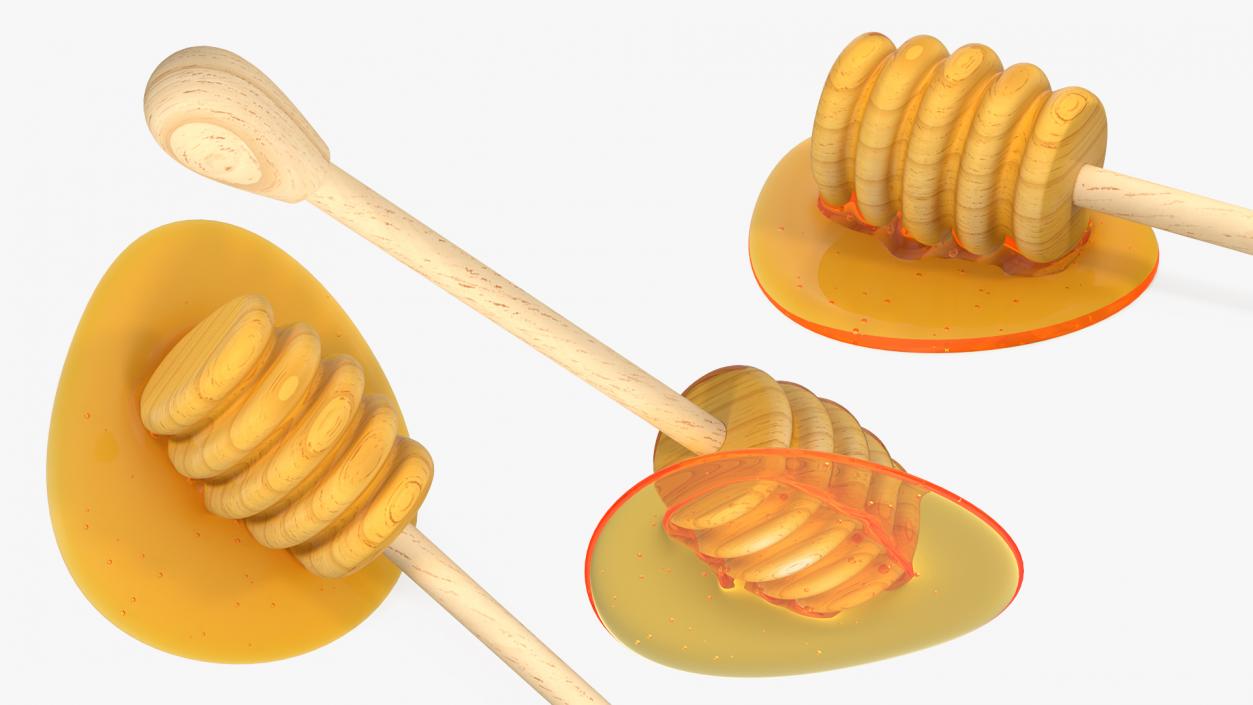 3D model Wooden Honey Dipper with Honey