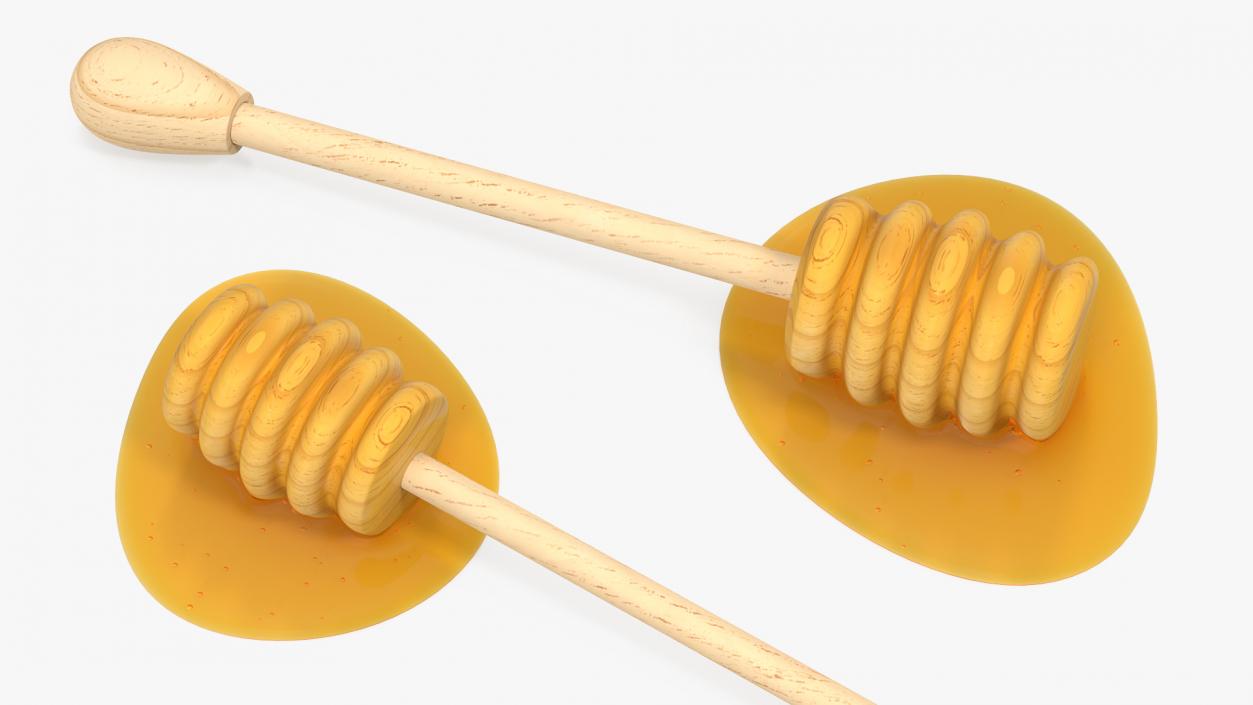 3D model Wooden Honey Dipper with Honey