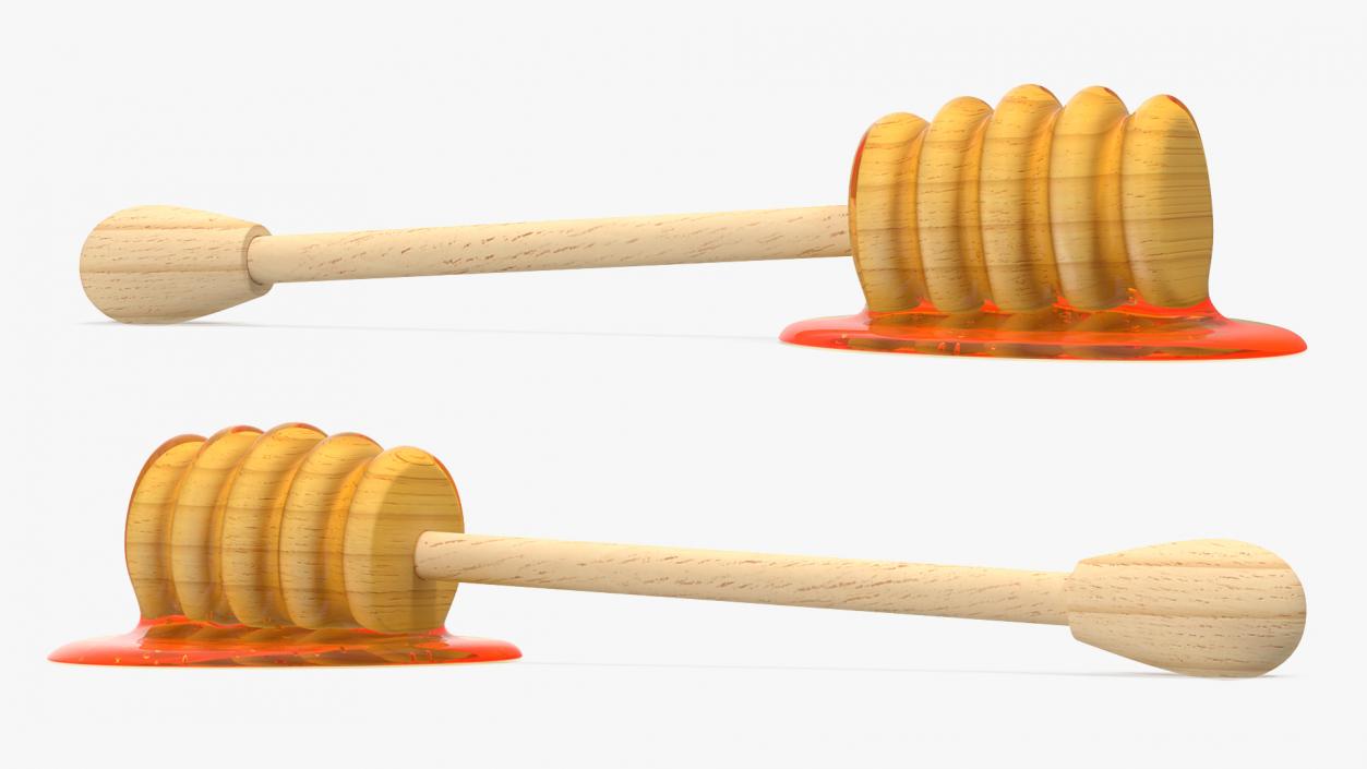 3D model Wooden Honey Dipper with Honey