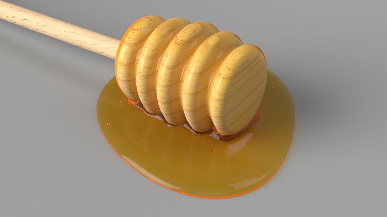 3D model Wooden Honey Dipper with Honey