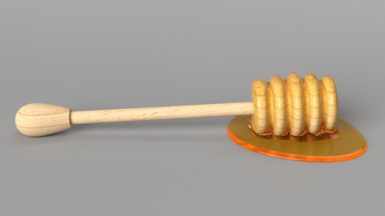 3D model Wooden Honey Dipper with Honey