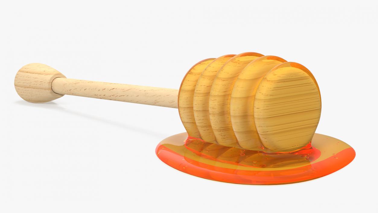 3D model Wooden Honey Dipper with Honey