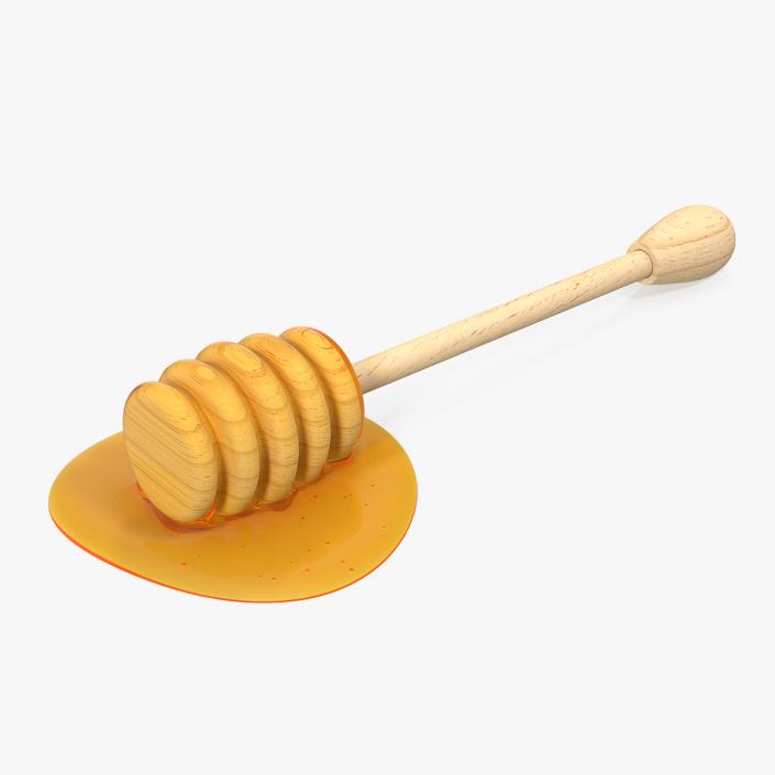 3D model Wooden Honey Dipper with Honey