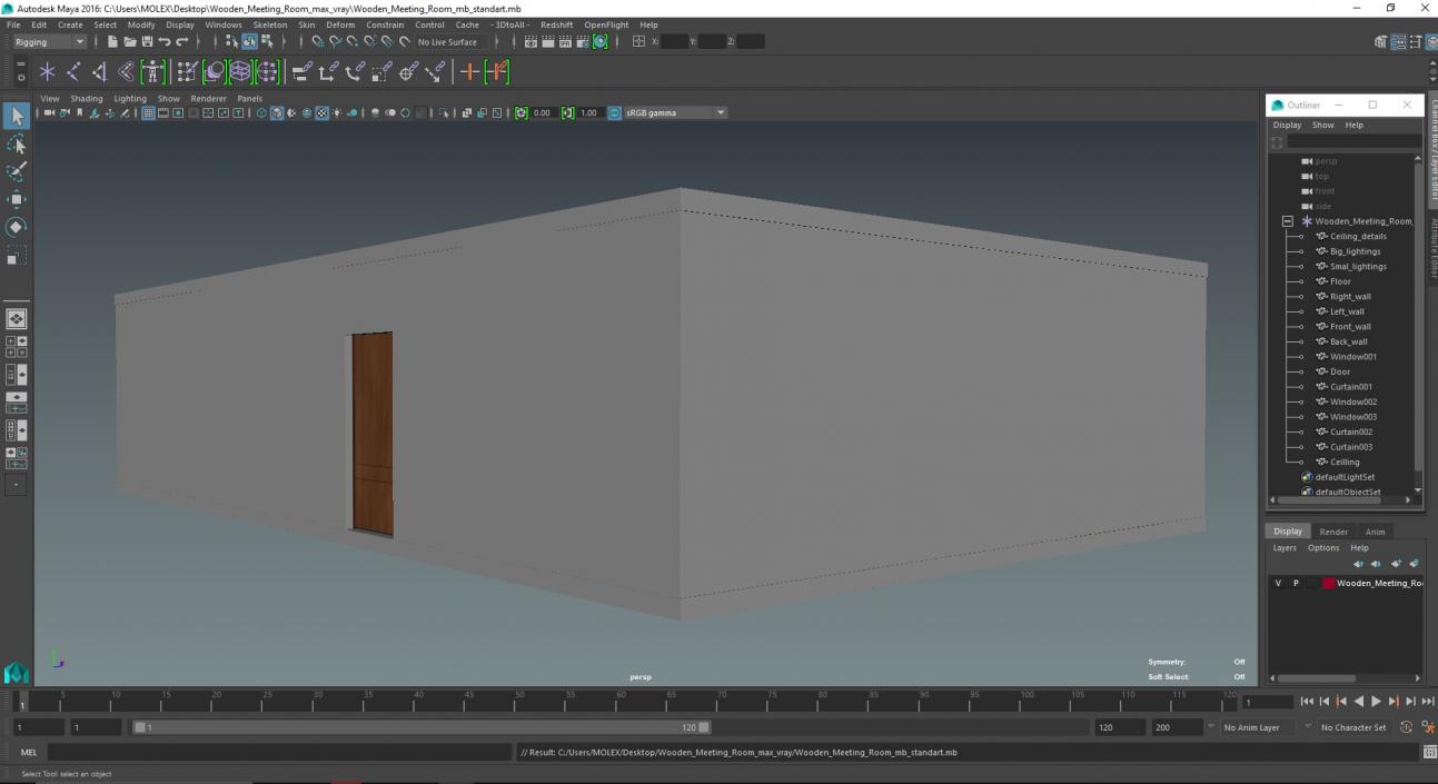 Wooden Meeting Room 3D model