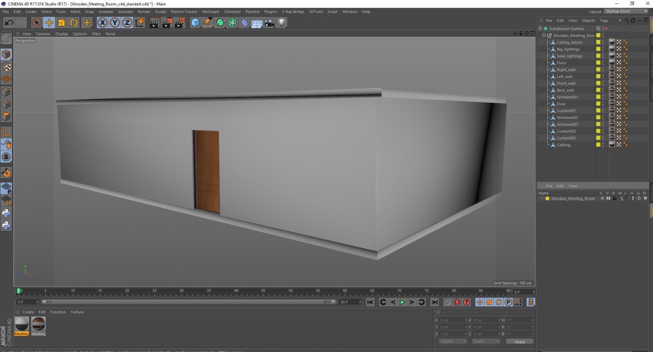 Wooden Meeting Room 3D model