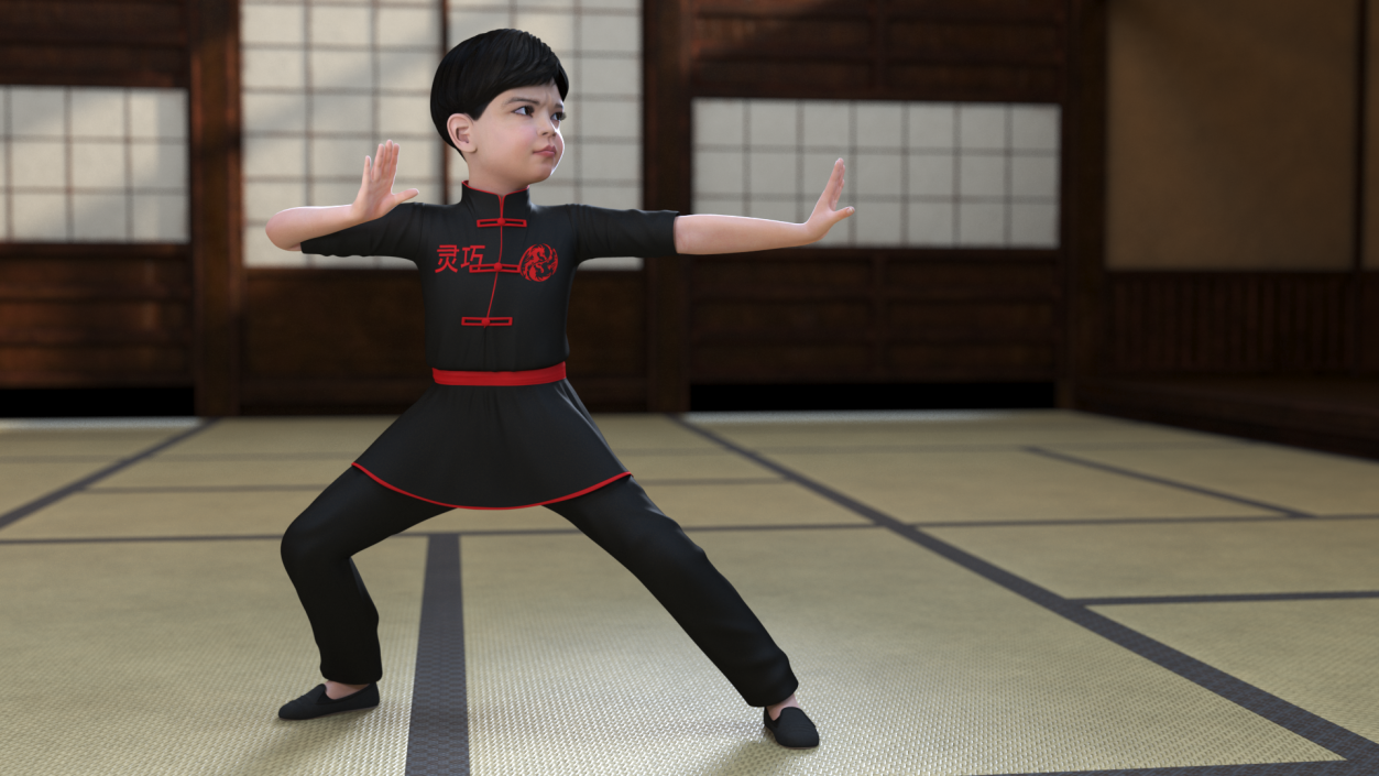 3D model Asian Child Boy in Kimono