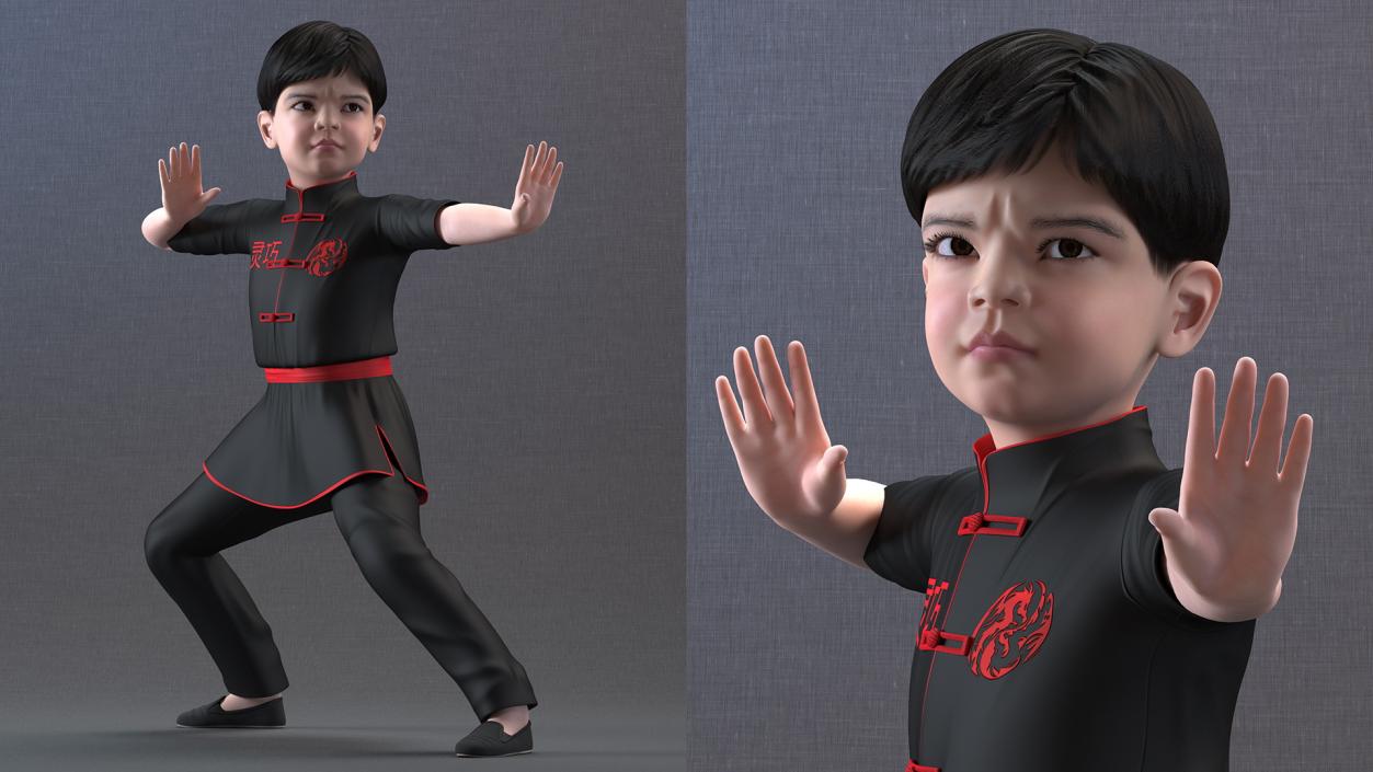 3D model Asian Child Boy in Kimono