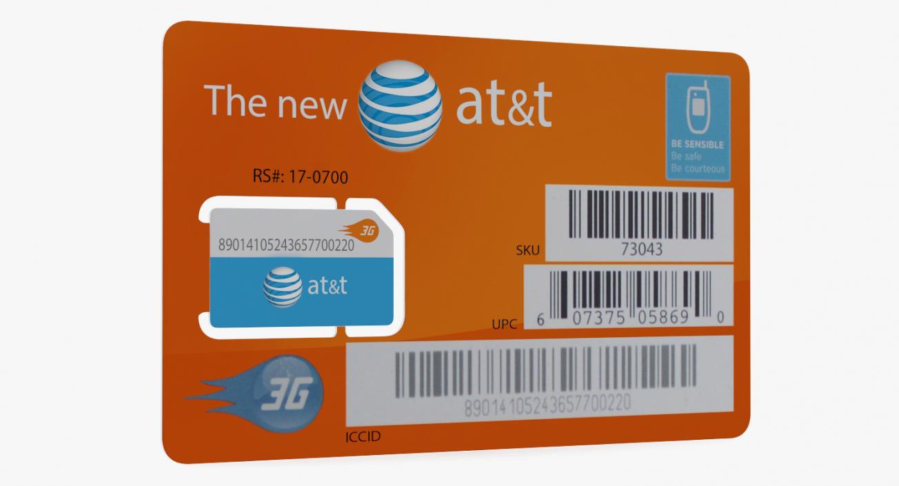 3D Sim Card AT&T model