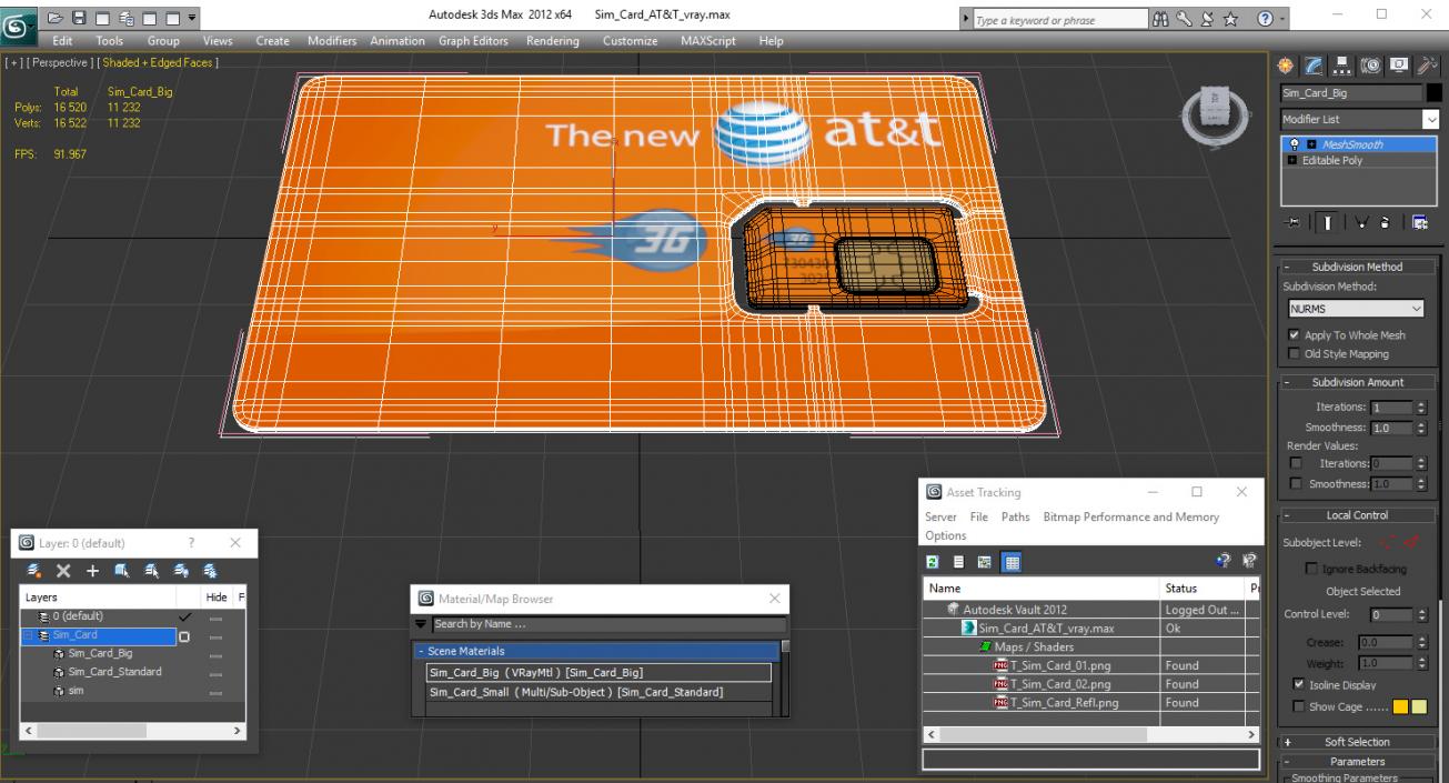 3D Sim Card AT&T model