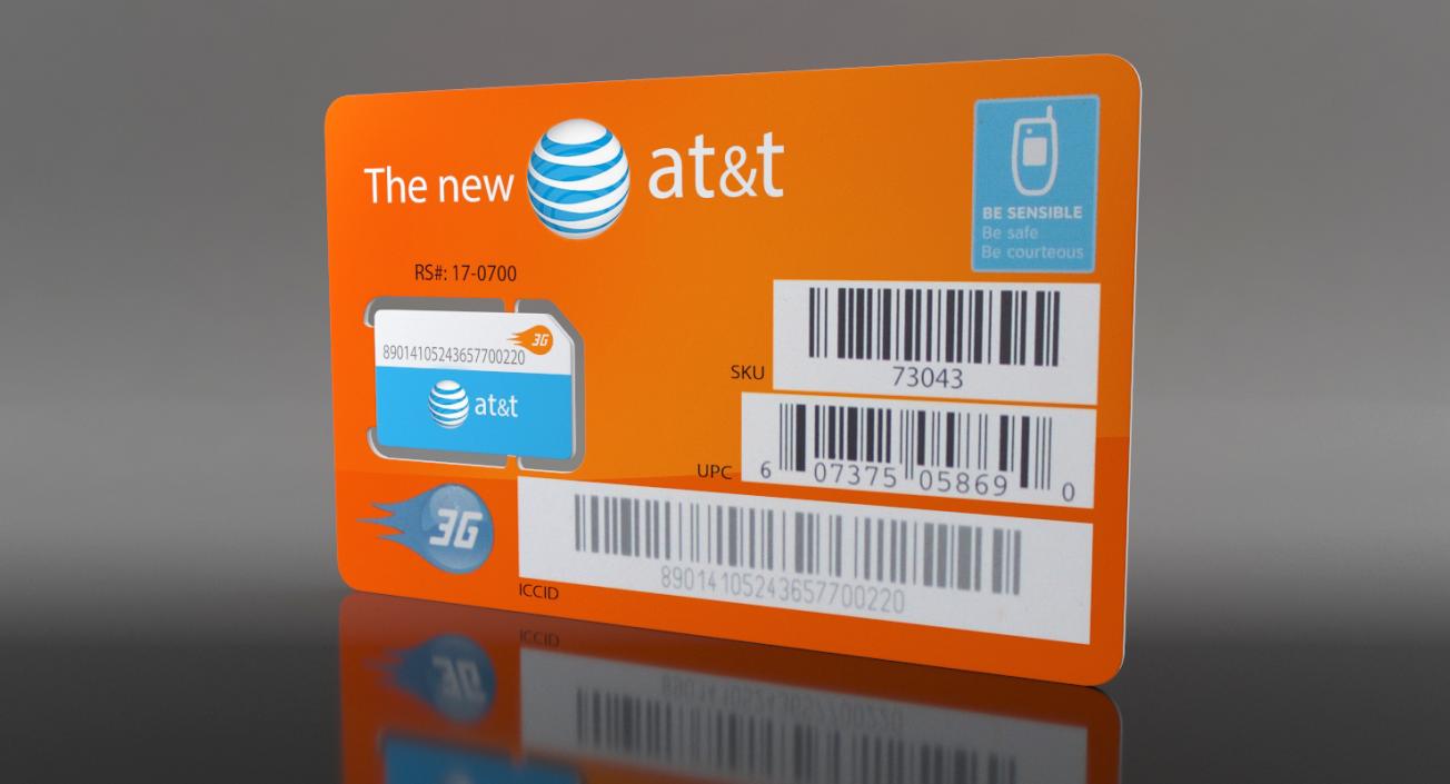 3D Sim Card AT&T model