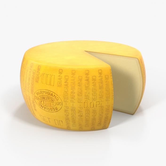 3D Wheel Of Parmesan Cheese With Piece Cut Out model