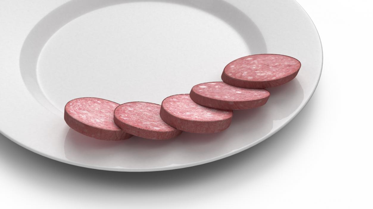 3D Half Smoked Sausage on Plate model