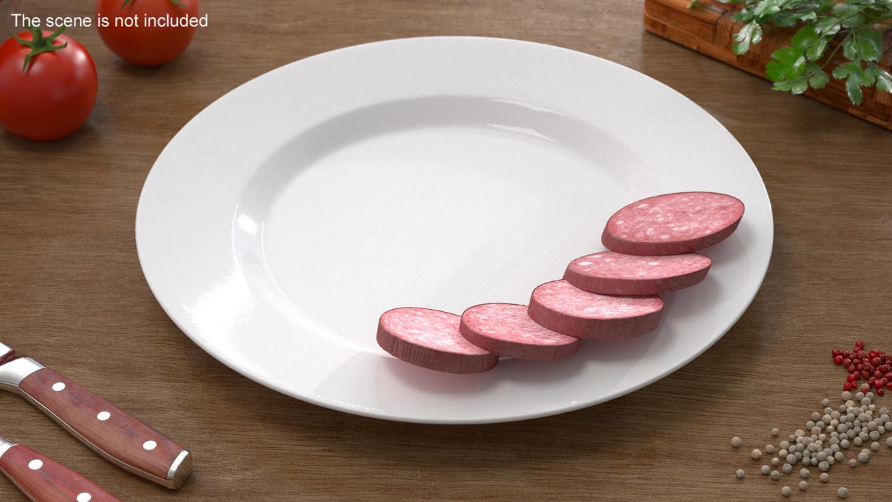 3D Half Smoked Sausage on Plate model