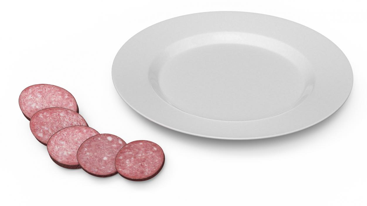 3D Half Smoked Sausage on Plate model