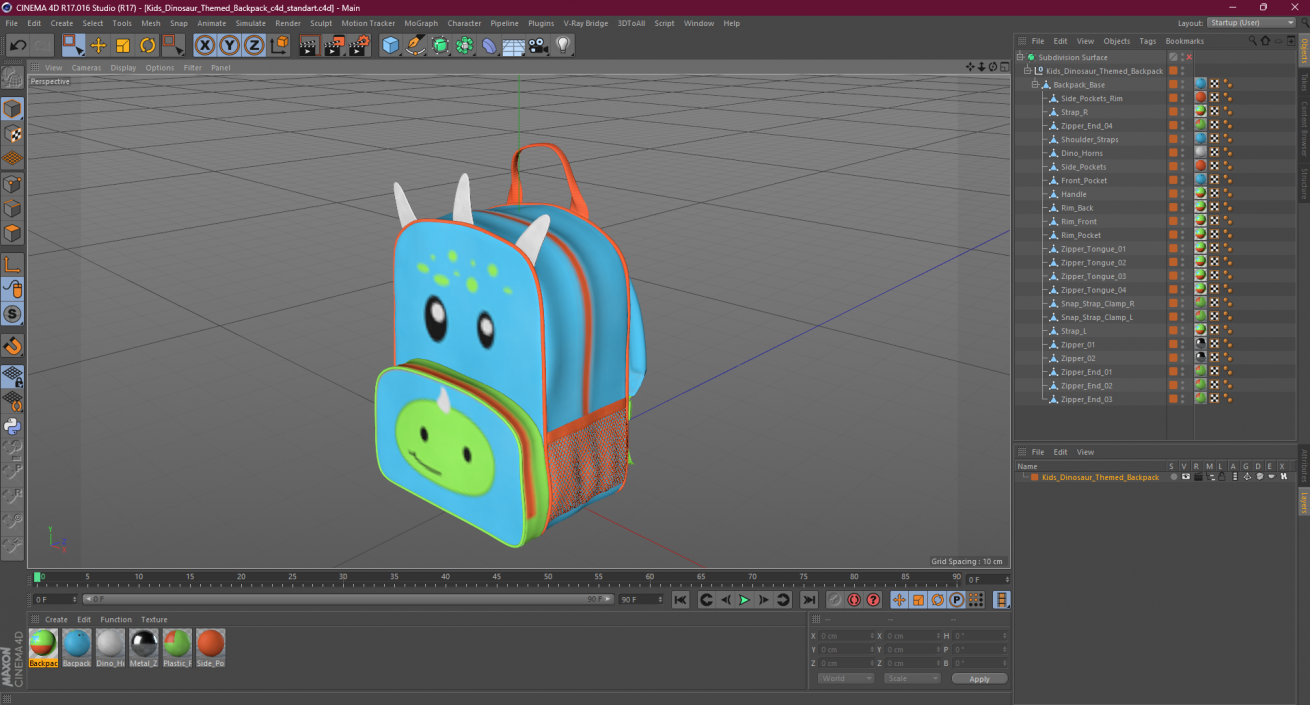 Kids Dinosaur Themed Backpack 3D model