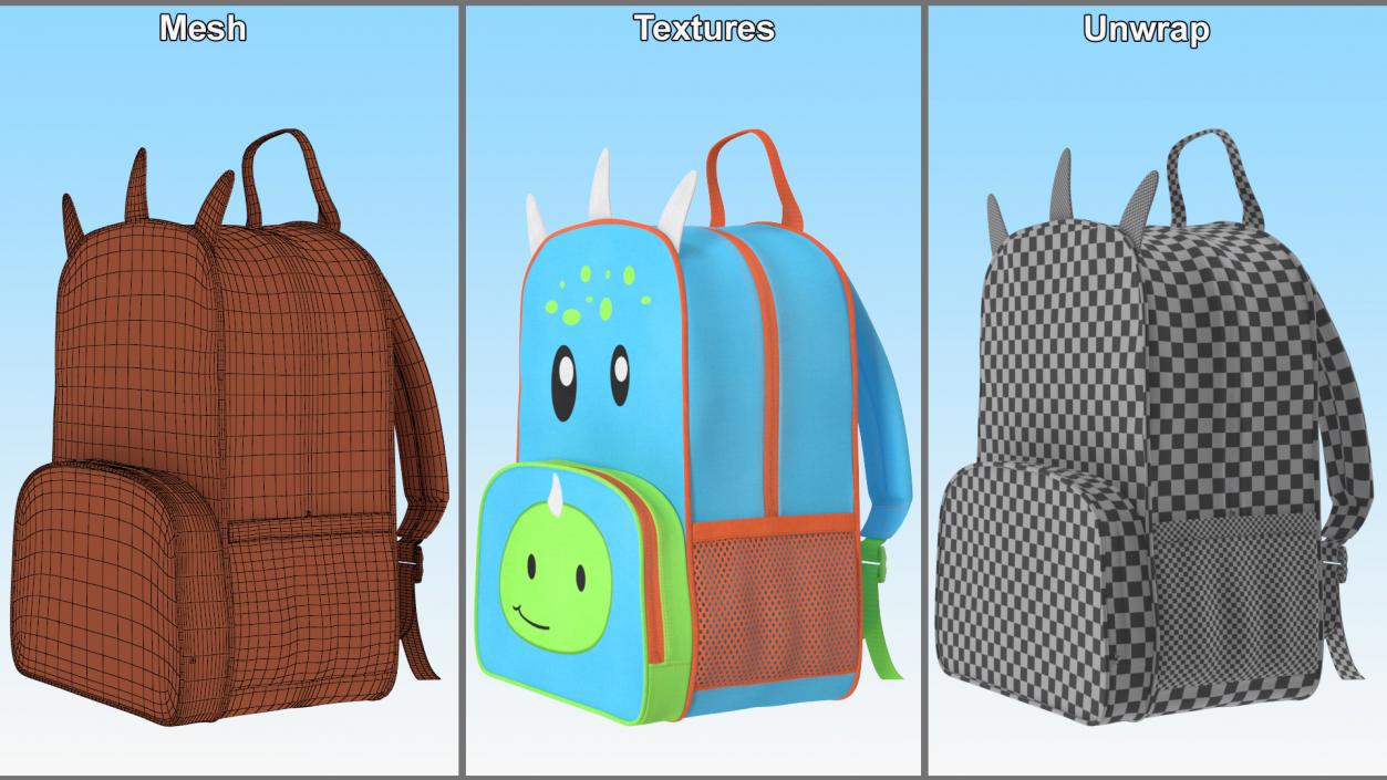 Kids Dinosaur Themed Backpack 3D model