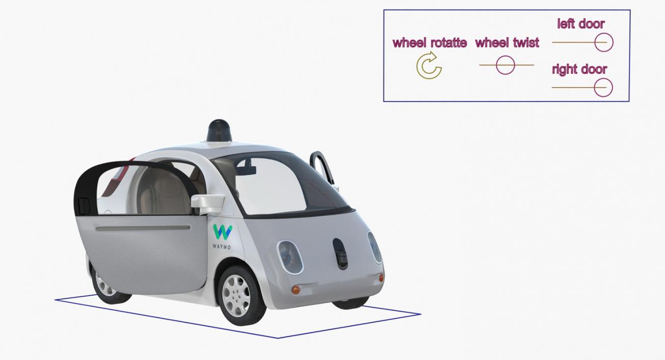 Waymo Self Driving Car Rigged 3D model