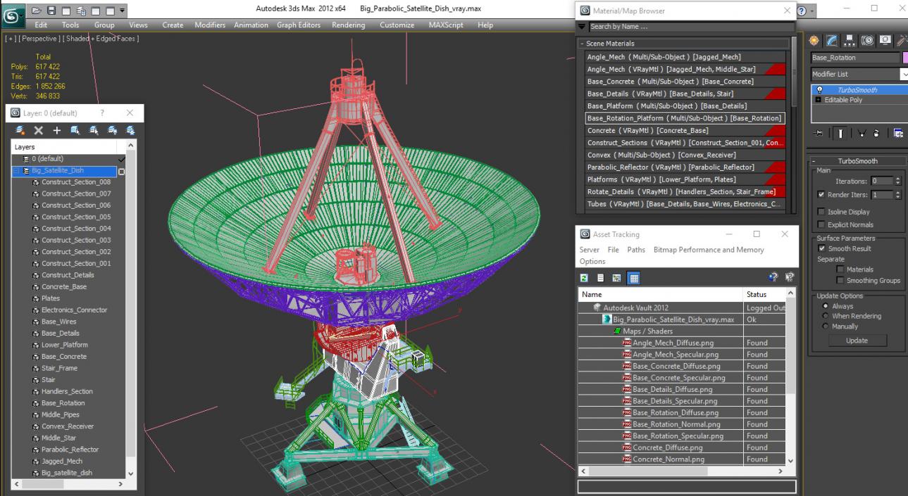 3D Big Parabolic Satellite Dish model