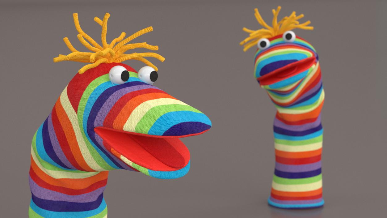 Striped Sock Puppet Boy Rigged for Maya 3D model