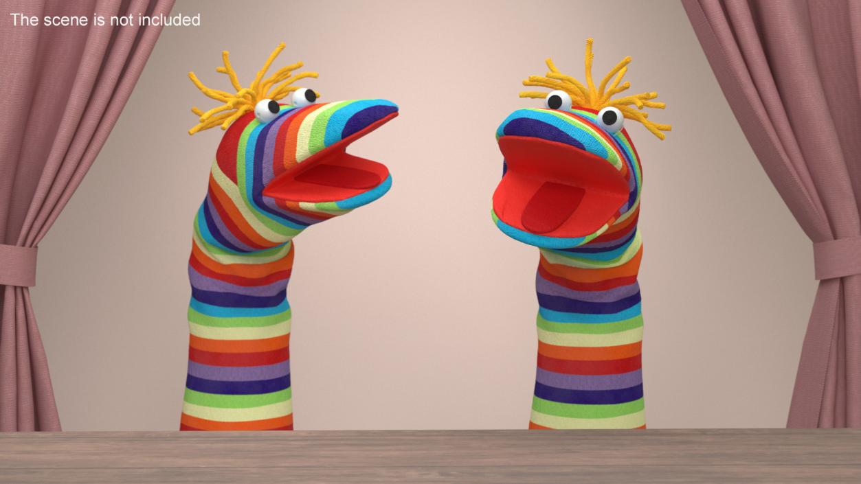 Striped Sock Puppet Boy Rigged for Maya 3D model