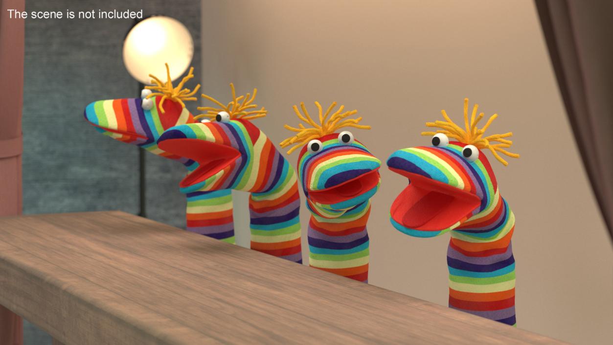 Striped Sock Puppet Boy Rigged for Maya 3D model