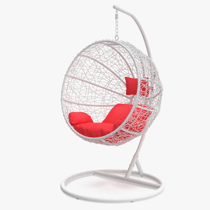 Swing Ball Eliott Wicker Chair with Stand White 3D