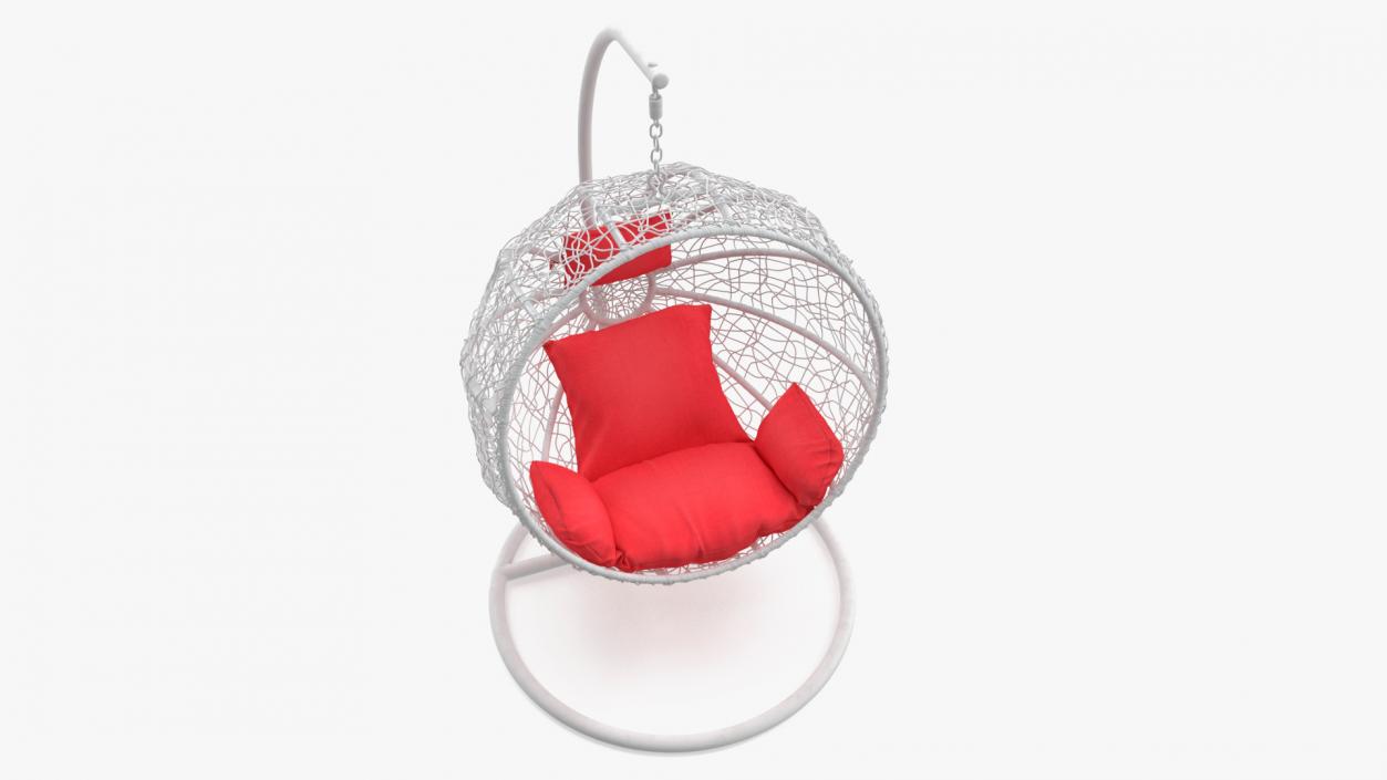 Swing Ball Eliott Wicker Chair with Stand White 3D