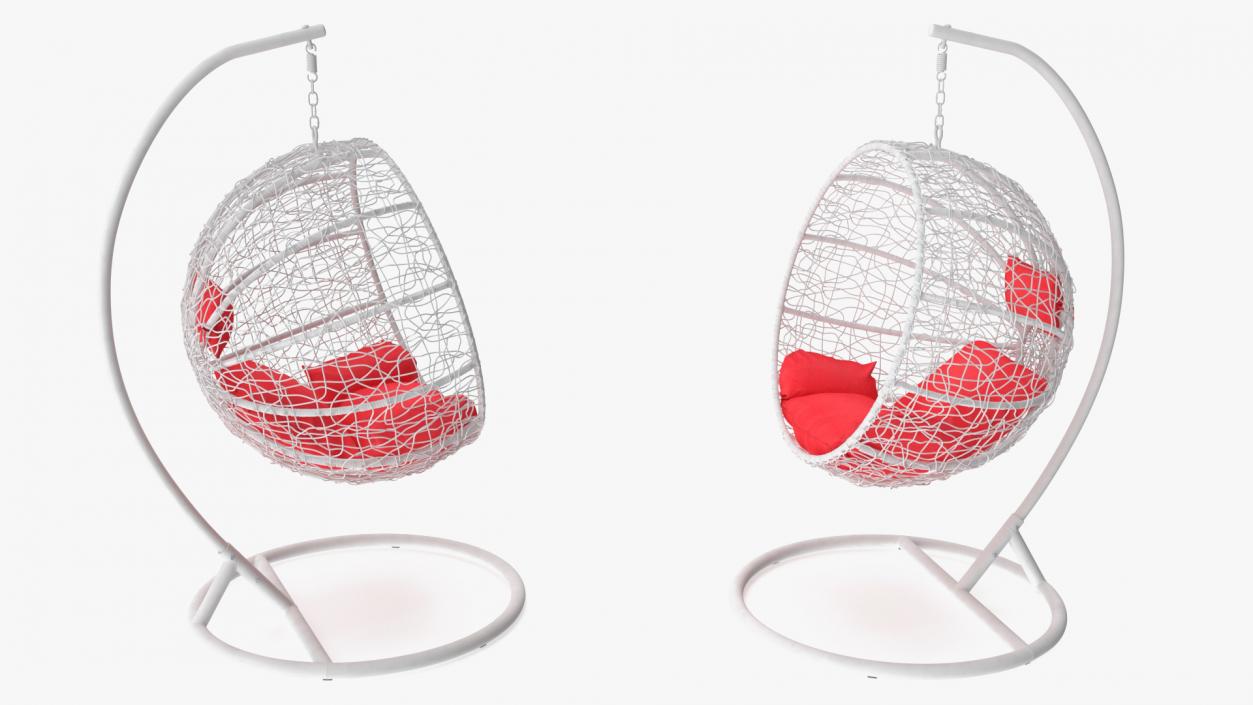 Swing Ball Eliott Wicker Chair with Stand White 3D